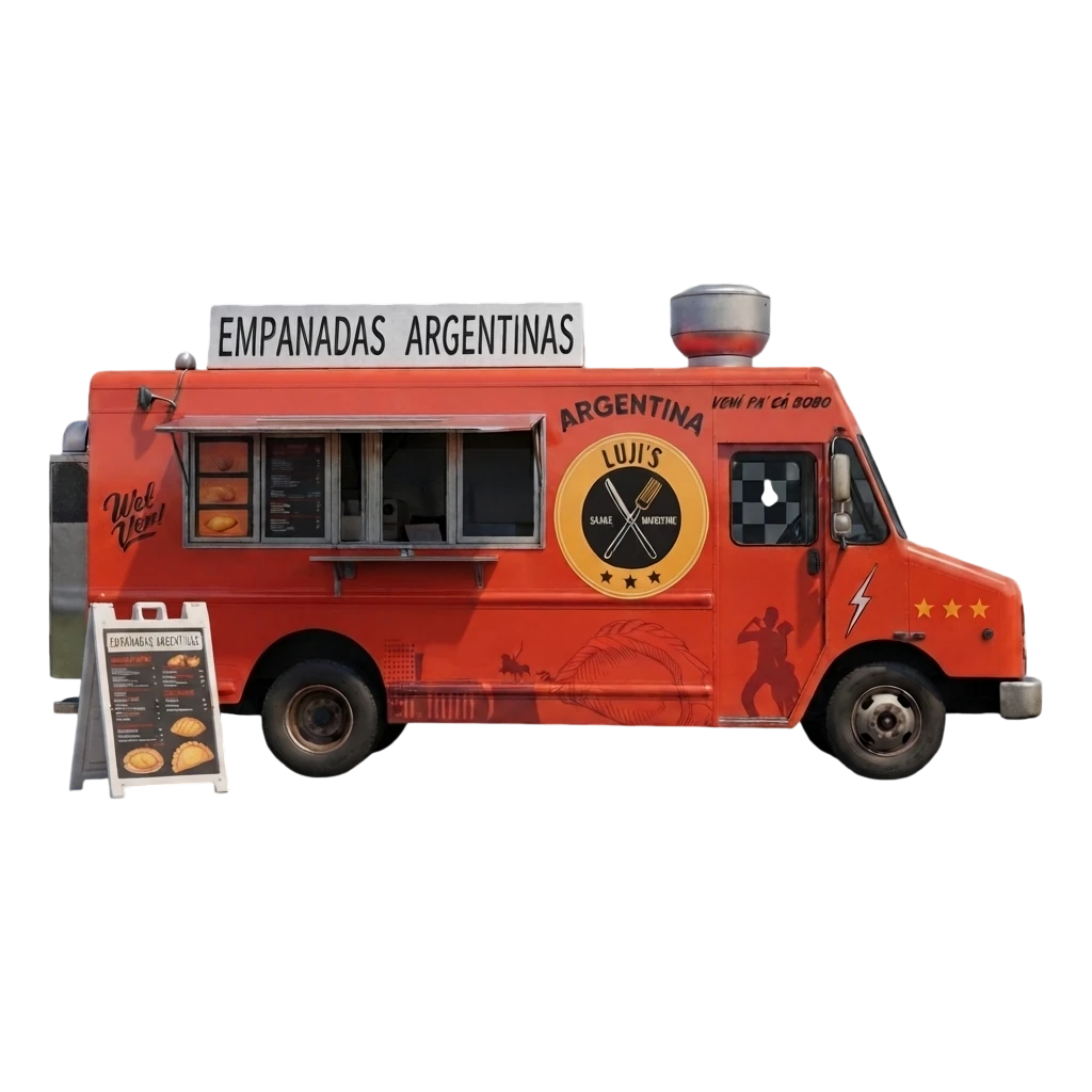 Luji's food truck, side view